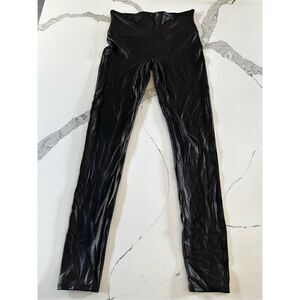Spanx Assets Faux Leather Shaping Leggings Black Women’s Sz M